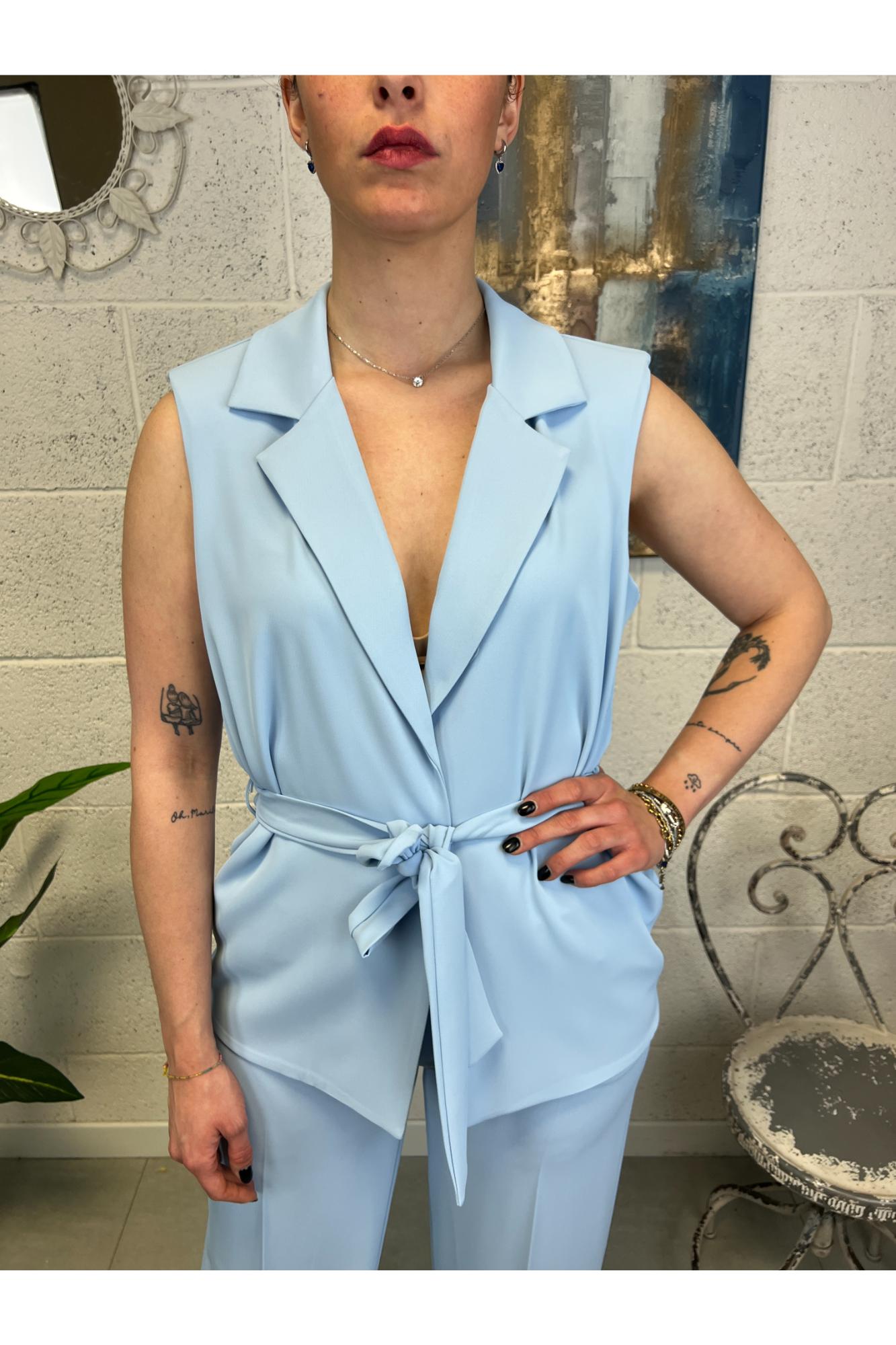 SUSY MIX Completo gilet e pantalone Susy mix Celeste