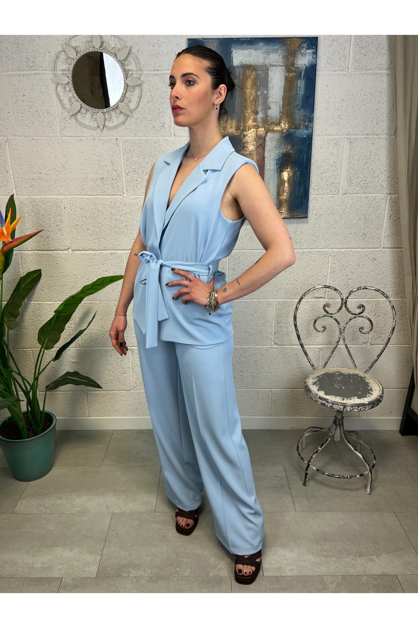 SUSY MIX Completo gilet e pantalone Susy mix Celeste