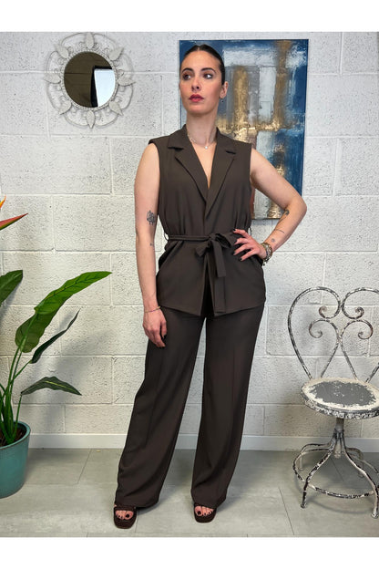 SUSY MIX Completo gilet e pantalone Susy mix Moro