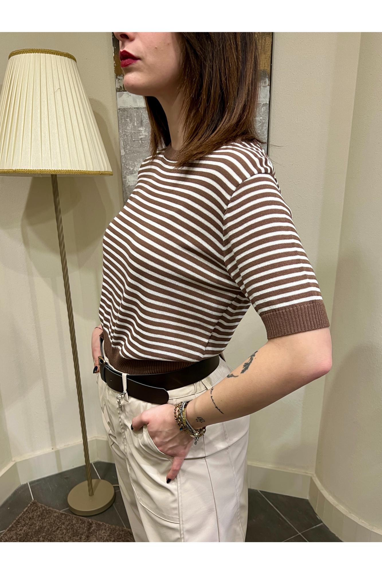 SUSY MIX Maglia girocollo rigata Susy mix Fango