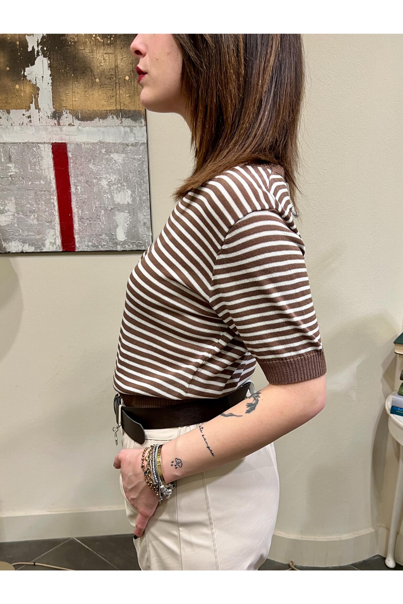SUSY MIX Maglia girocollo rigata Susy mix Fango