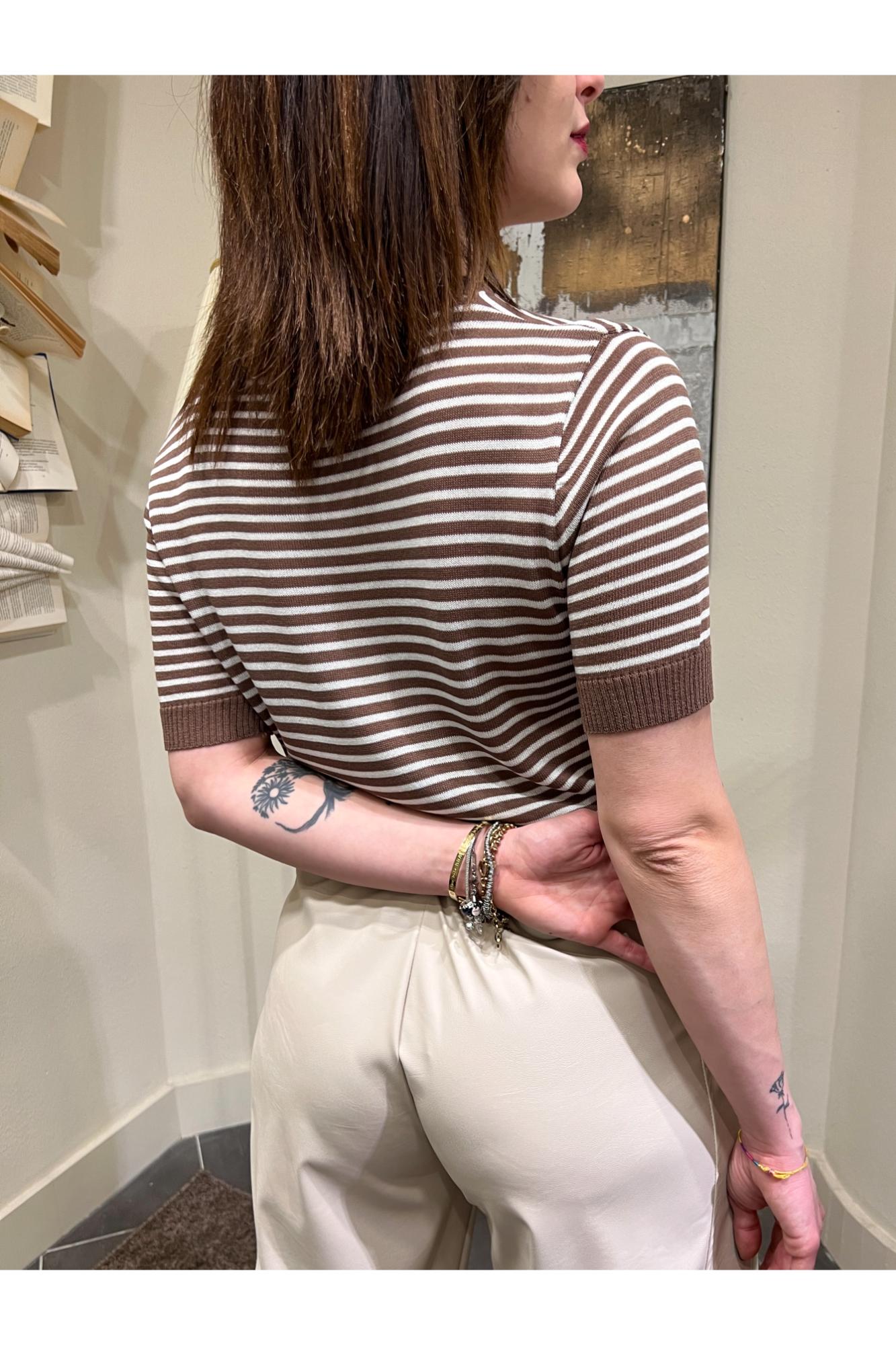 SUSY MIX Maglia girocollo rigata Susy mix Fango