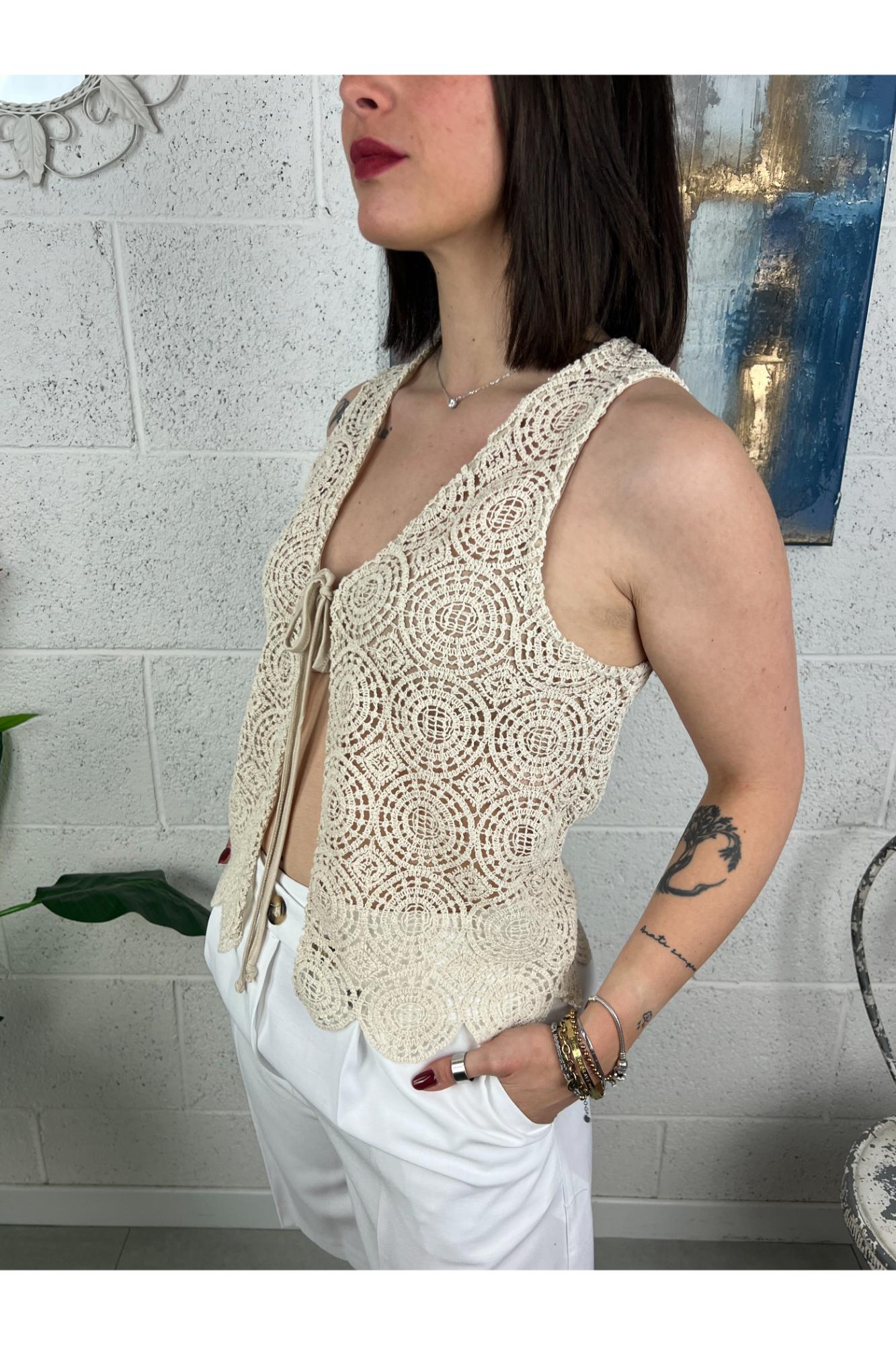 SUSY MIX gilet uncinetto Susy mix Burro