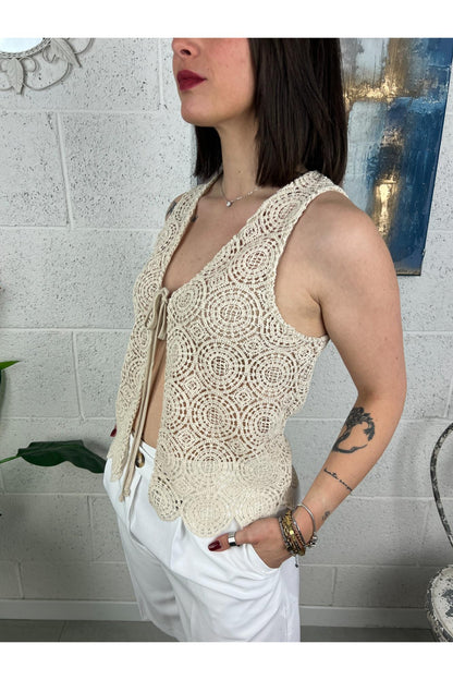 SUSY MIX gilet uncinetto Susy mix Burro