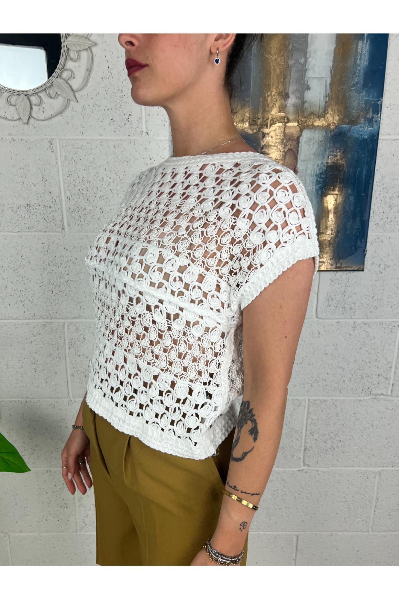SUSY MIX Maglia crochet Susy mix Bianco