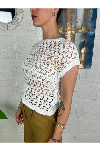 SUSY MIX Maglia crochet Susy mix Bianco