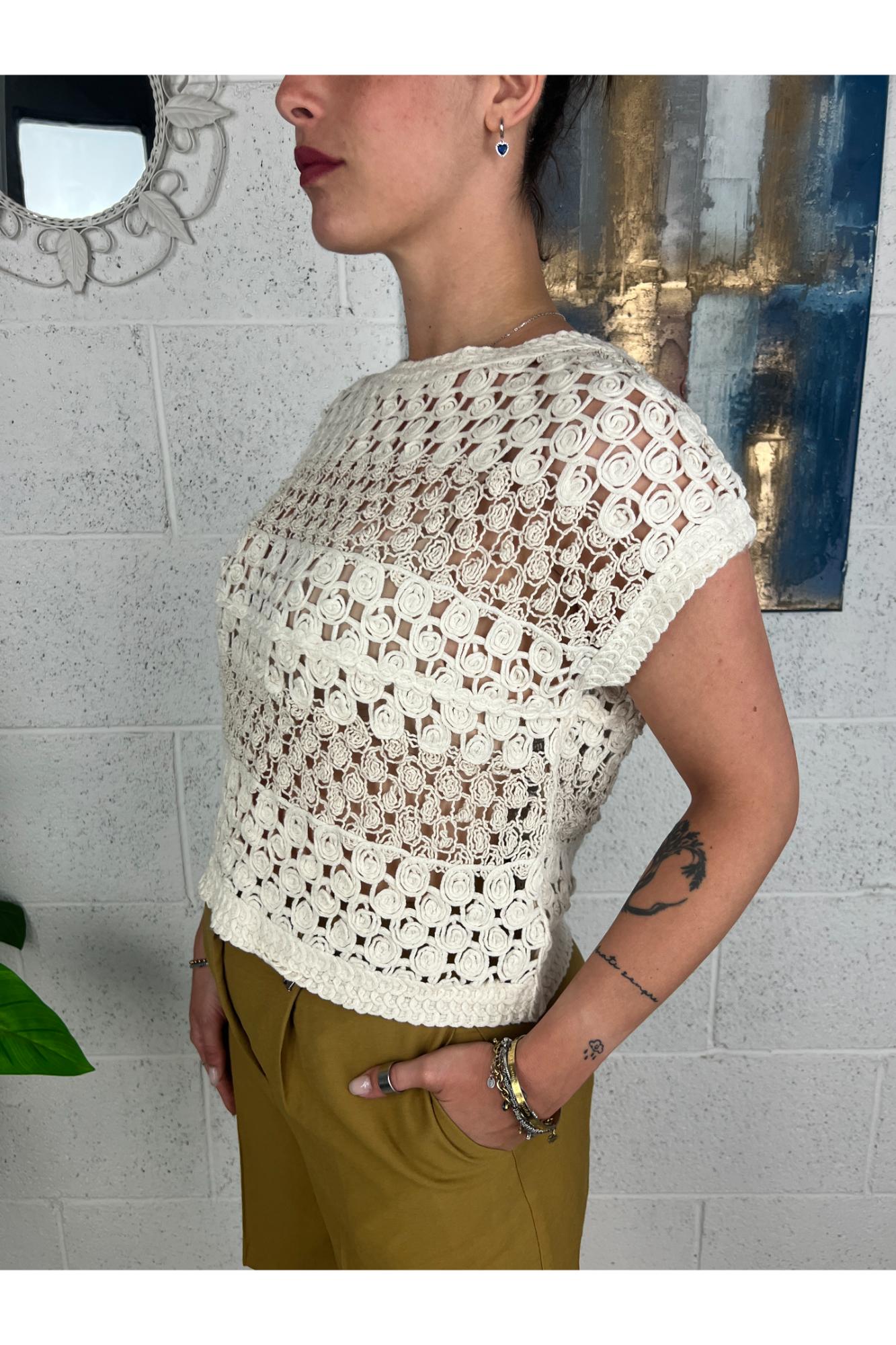 SUSY MIX Maglia crochet Susy mix Latte