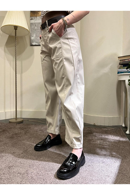 SUSY MIX Pantalone ecopelle Susy mix Latte