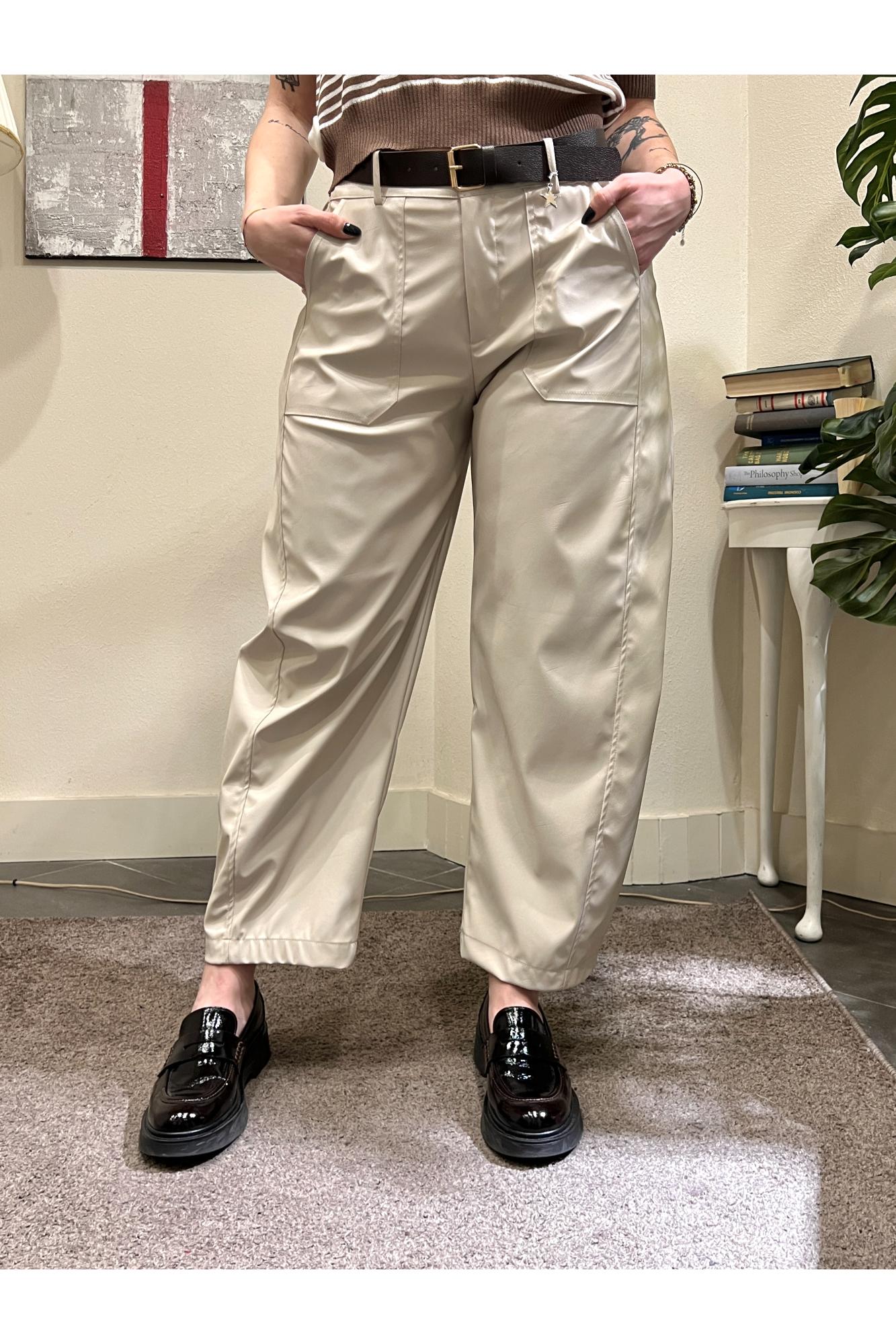 SUSY MIX Pantalone ecopelle Susy mix Latte