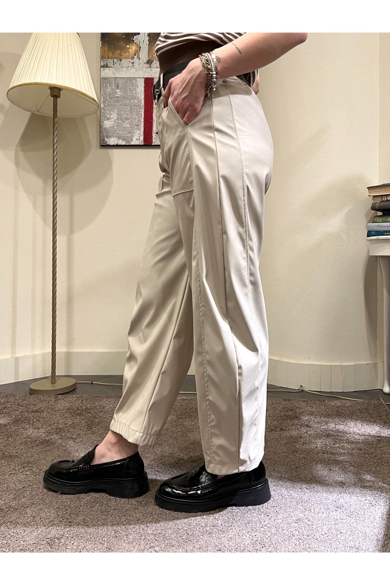 SUSY MIX Pantalone ecopelle Susy mix Latte