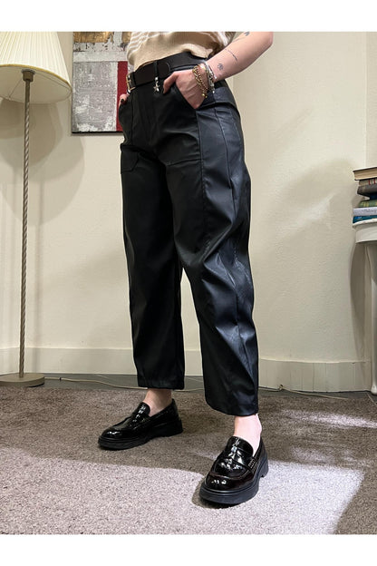 SUSY MIX Pantalone in ecopelle Susy mix Nero