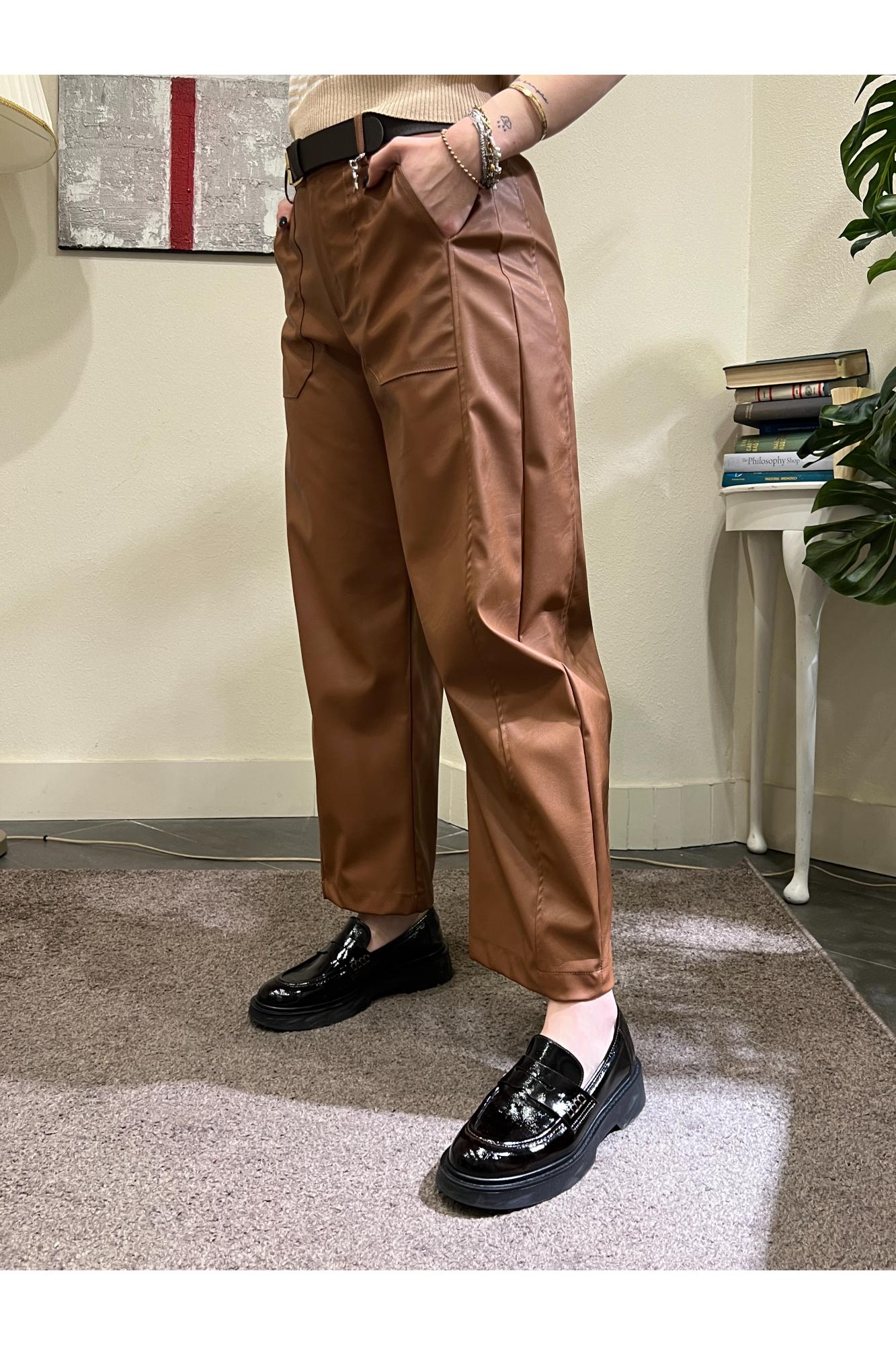 SUSY MIX Pantalone ecopelle Susy mix Tabacco