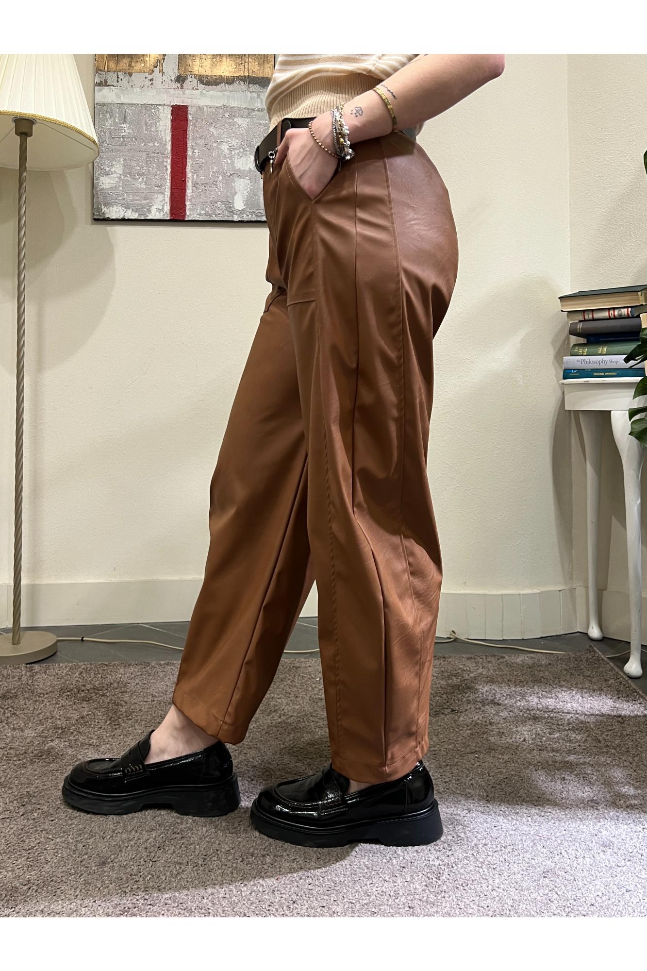 SUSY MIX Pantalone ecopelle Susy mix Tabacco