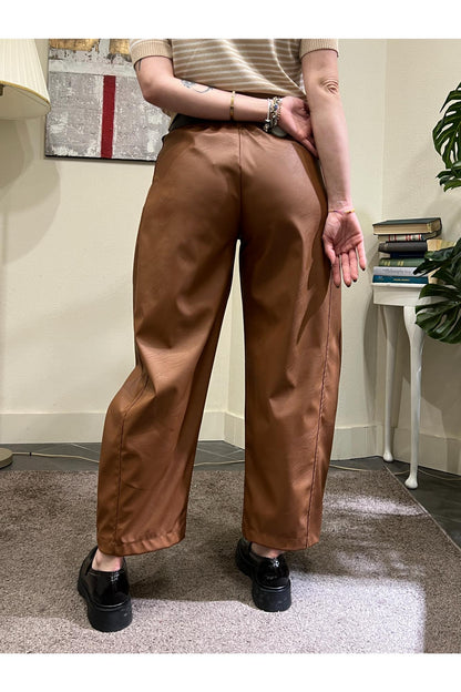 SUSY MIX Pantalone ecopelle Susy mix Tabacco