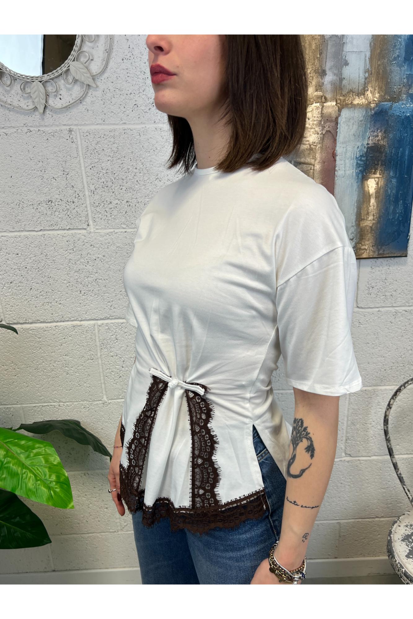 SUSY MIX T-shirt con profili in pizzo Susy mix Moro