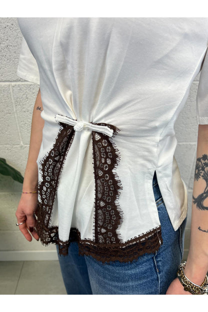 SUSY MIX T-shirt con profili in pizzo Susy mix Moro