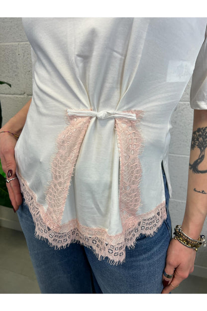 SUSY MIX T-shirt con profili in pizzo Susy mix Rosa