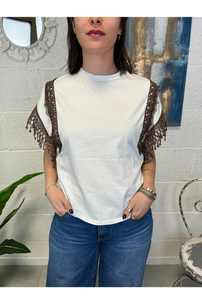 SUSY MIX T- shirt con frangia Susy mix Moro