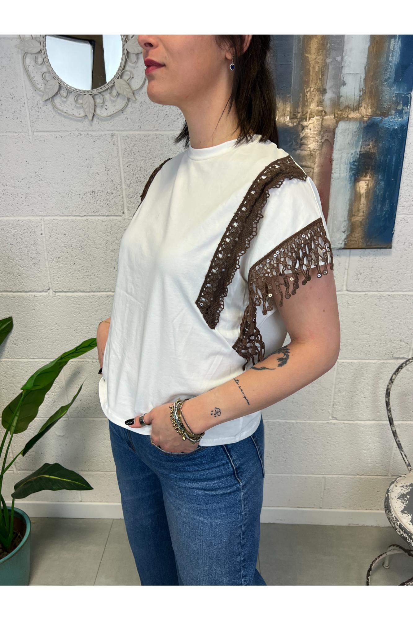 SUSY MIX T- shirt con frangia Susy mix Moro