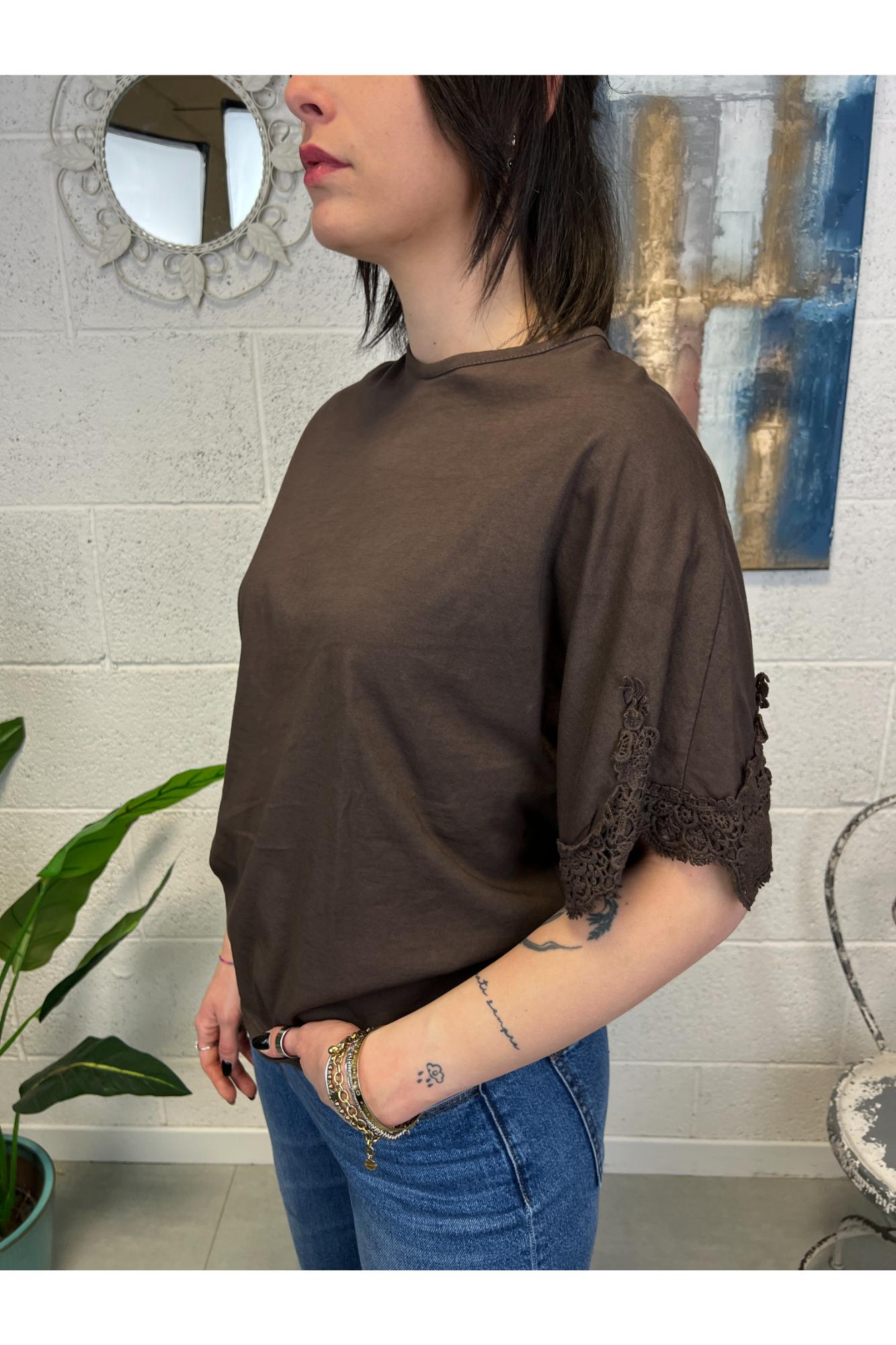 SUSY MIX T-shirt con frangia Susy mix Moro