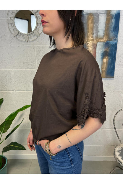 SUSY MIX T-shirt con frangia Susy mix Moro