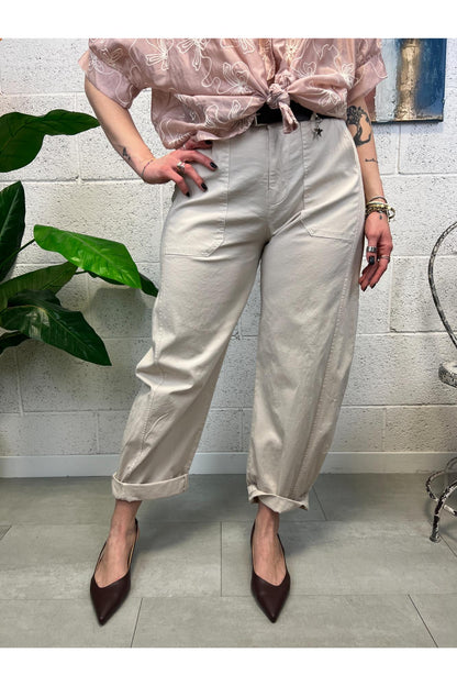 SUSY MIX Pantalone stellina leggera Susy mix Sabbia