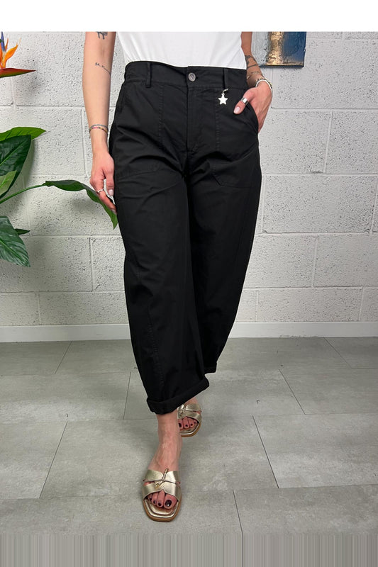 SUSY MIX Pantalone stellina paracadute Susy mix Nero