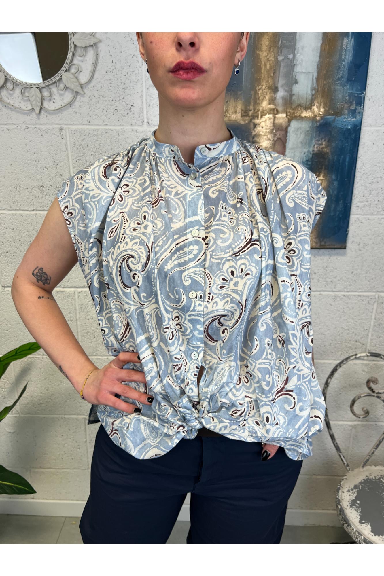 SUSY MIX Camicia smanicata fantasia Susy mix Celeste