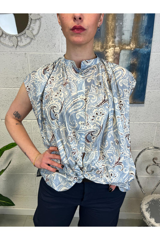 SUSY MIX Camicia smanicata fantasia Susy mix Celeste