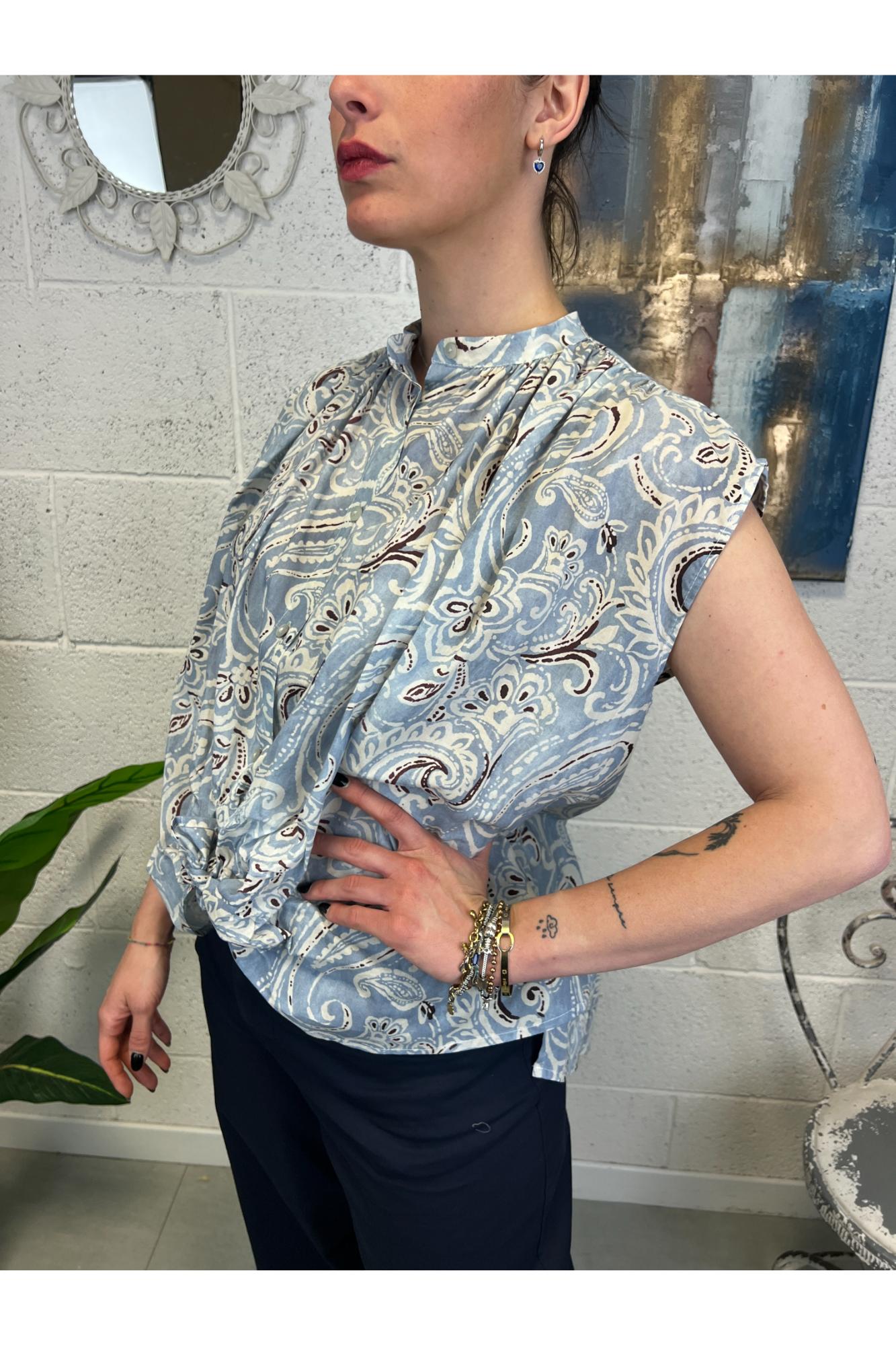SUSY MIX Camicia smanicata fantasia Susy mix Celeste