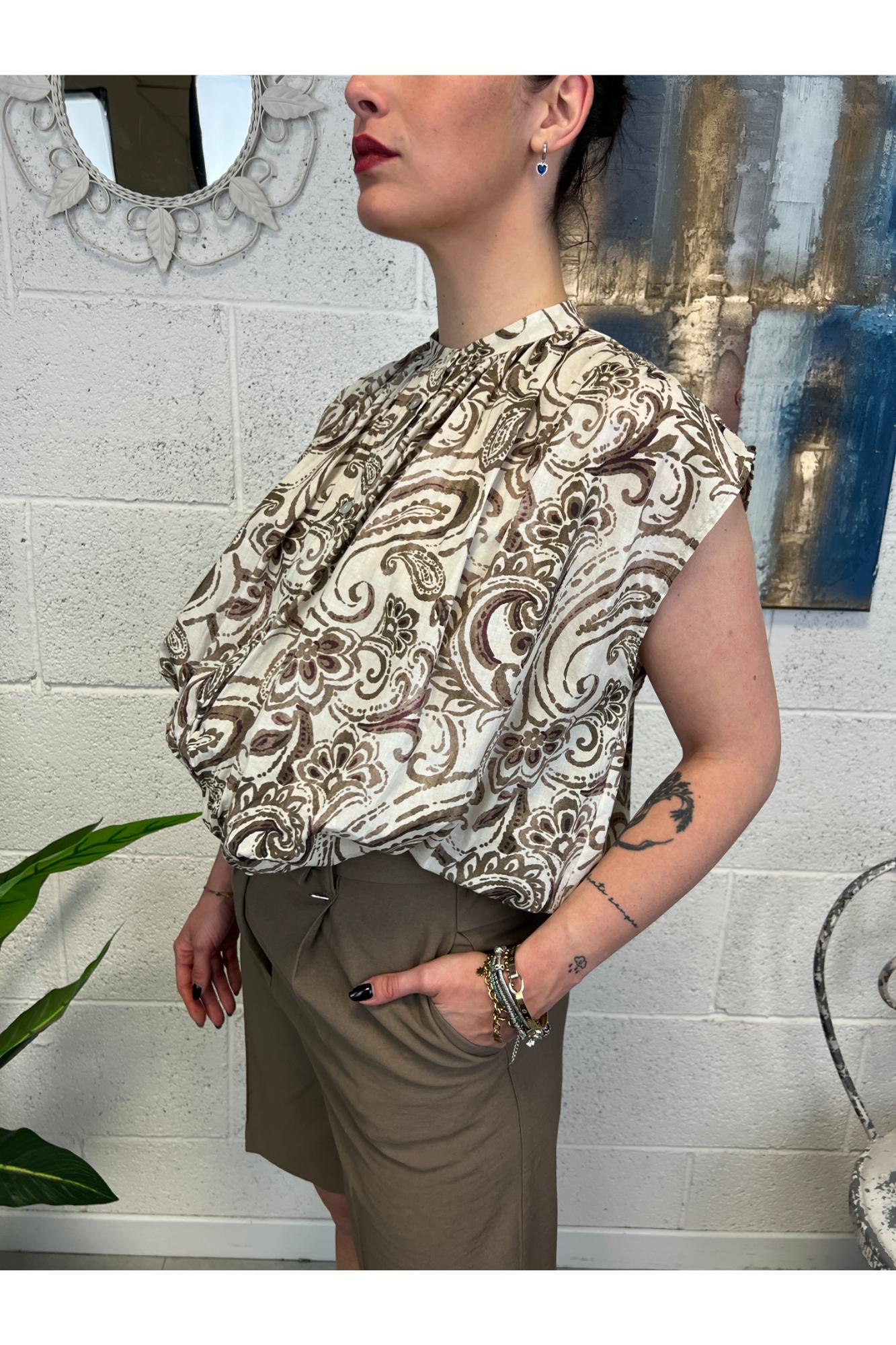 SUSY MIX Camicia smanicata fantasia Susy mix Tabacco