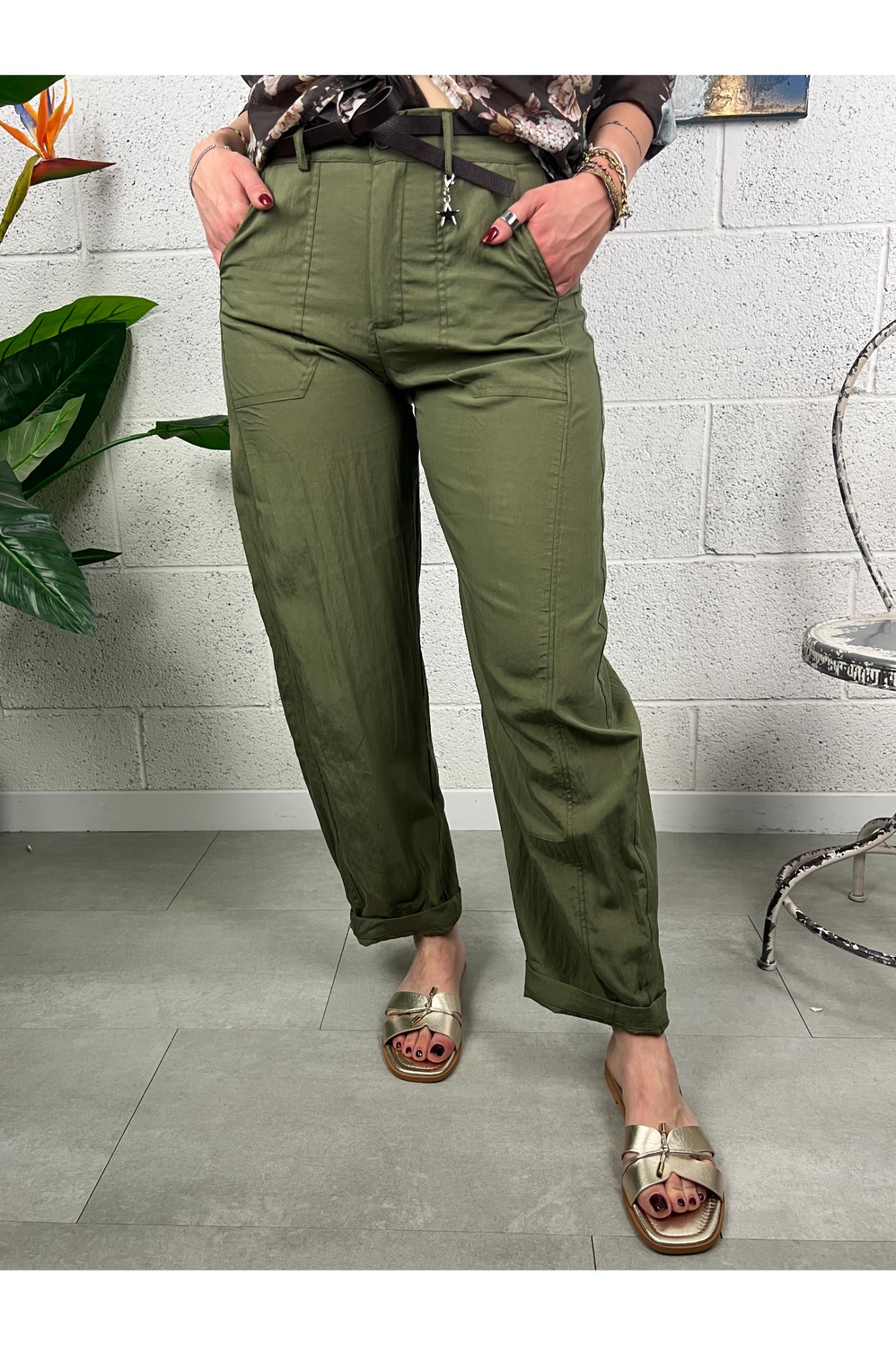 SUSY MIX Pantalone stellina leggero Susy mix Militare