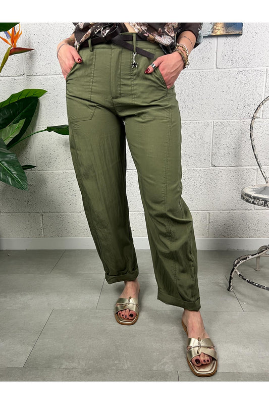 SUSY MIX Pantalone stellina leggero Susy mix Militare