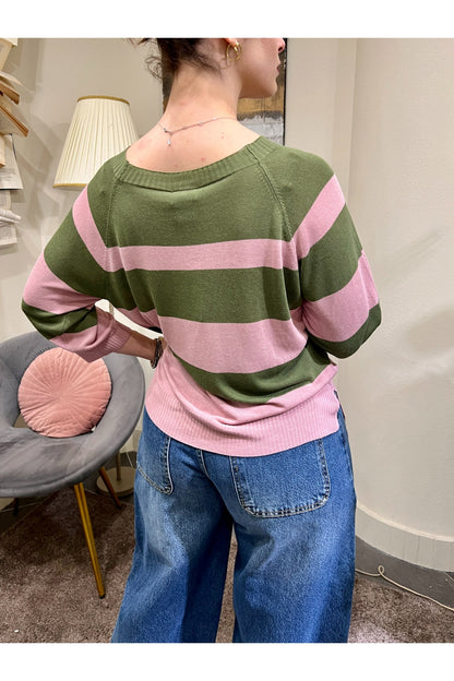 SUSY MIX Maglia rigata Susy mix Verde militare