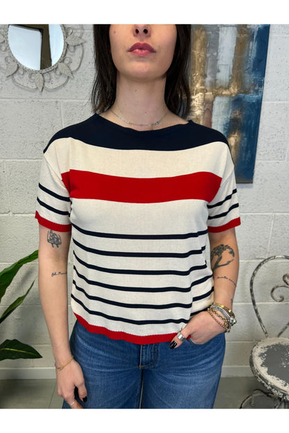 SUSY MIX Maglia rigata in viscosa Susy mix Blu