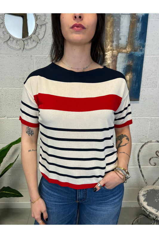 SUSY MIX Maglia rigata in viscosa Susy mix Blu