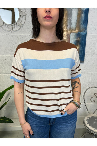 SUSY MIX Maglia rigata in viscosa Susy mix Moro