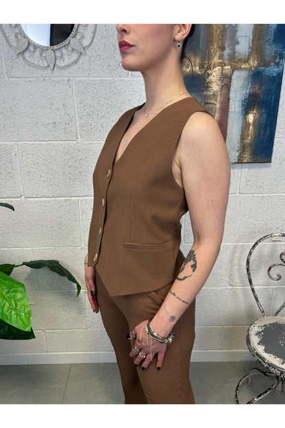 SUSY MIX Completo gilet e pantalone Susy mix Tabacco