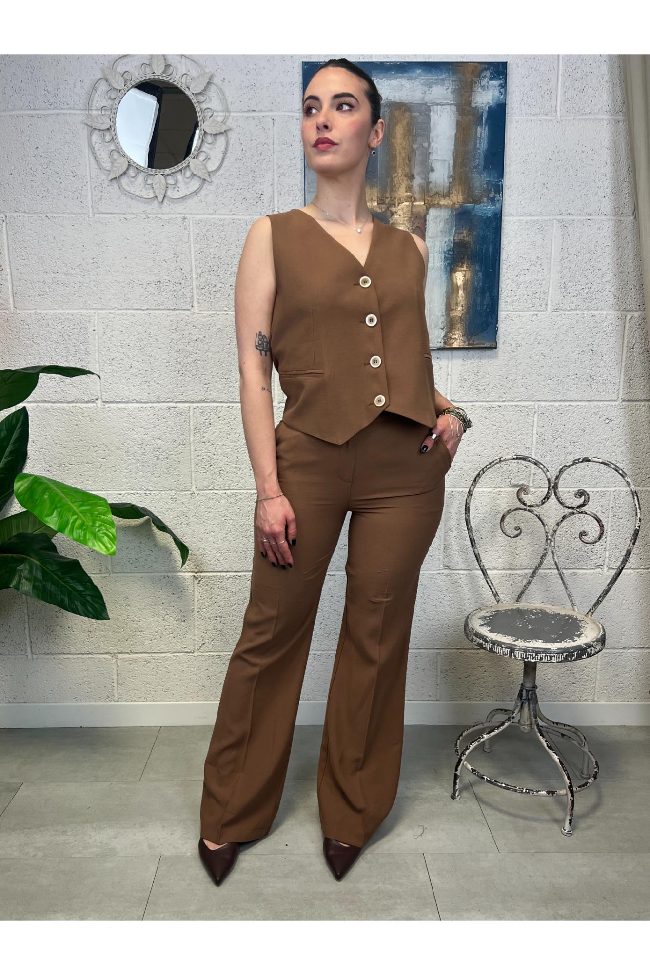 SUSY MIX Completo gilet e pantalone Susy mix Tabacco