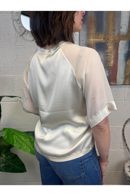 SUSY MIX Maglia con manica in tulle Susy mix Burro