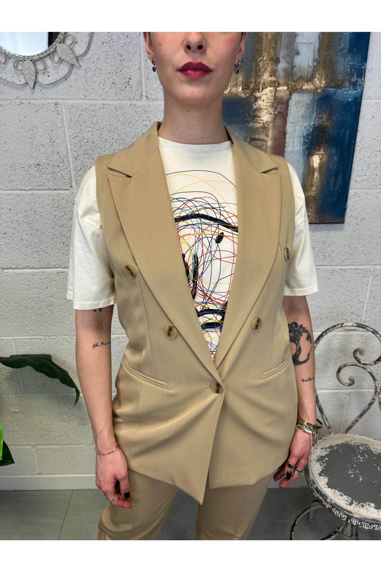 SUSY MIX Gilet doppio petto Susy mix Cammello