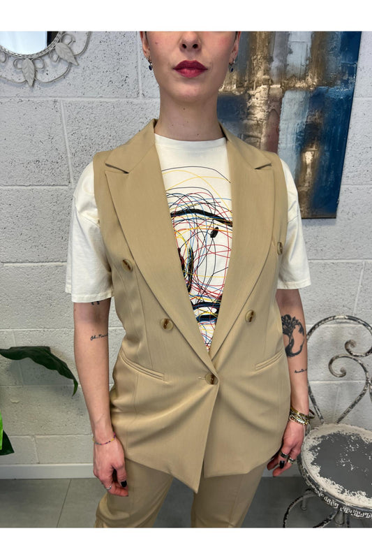 SUSY MIX Gilet doppio petto Susy mix Cammello