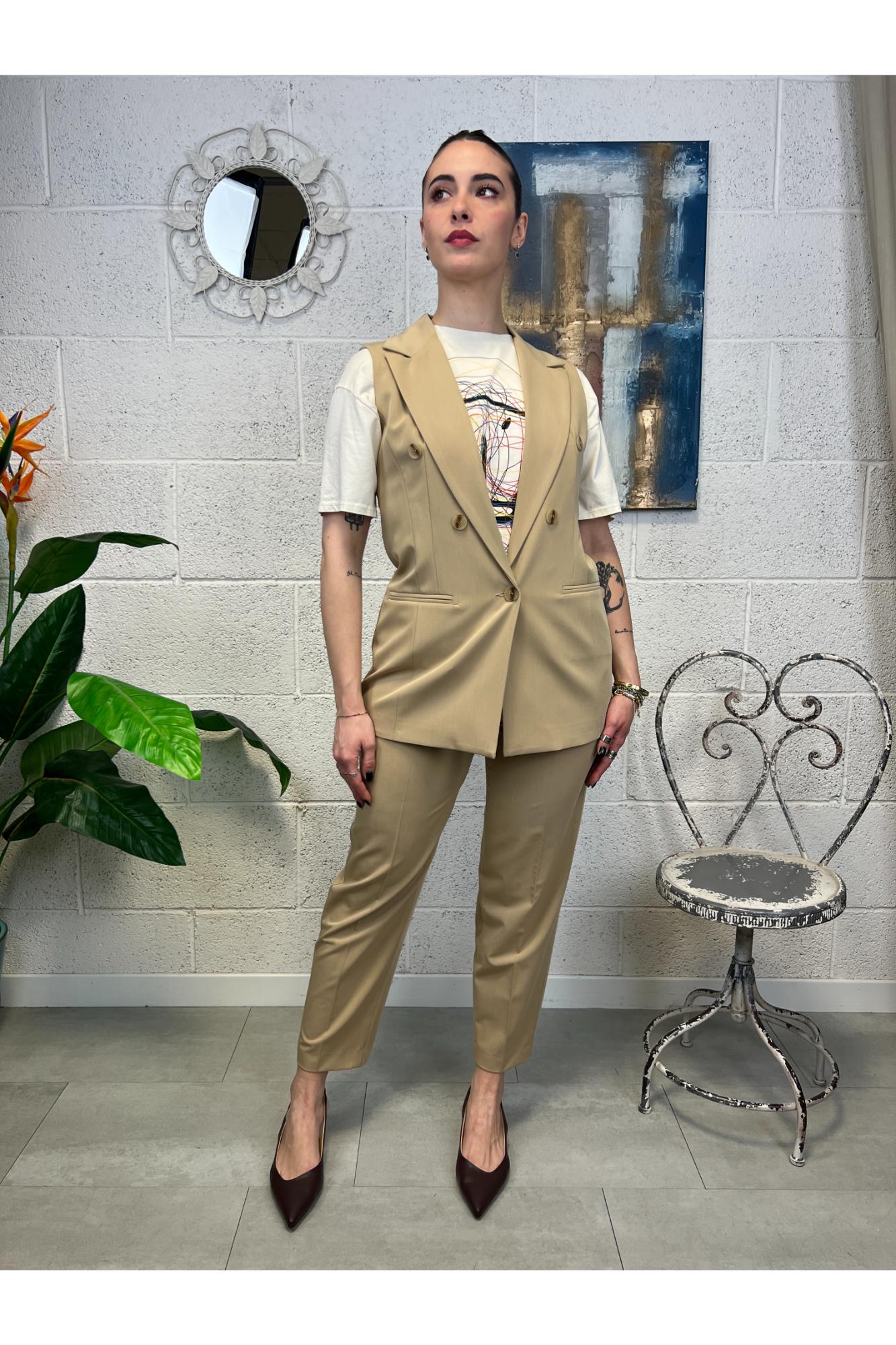 SUSY MIX Gilet doppio petto Susy mix Cammello