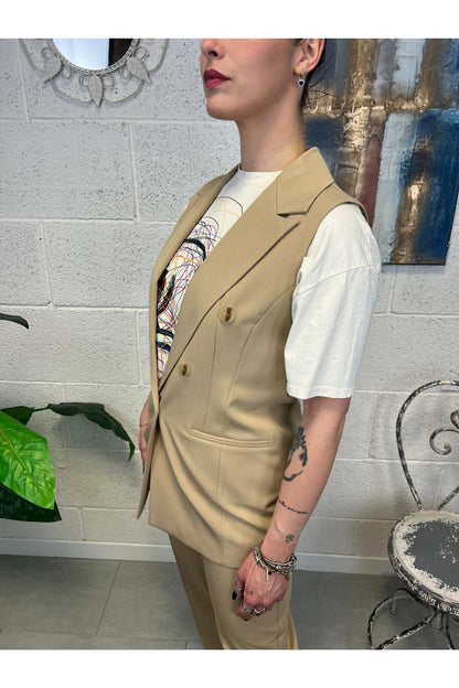 SUSY MIX Gilet doppio petto Susy mix Cammello