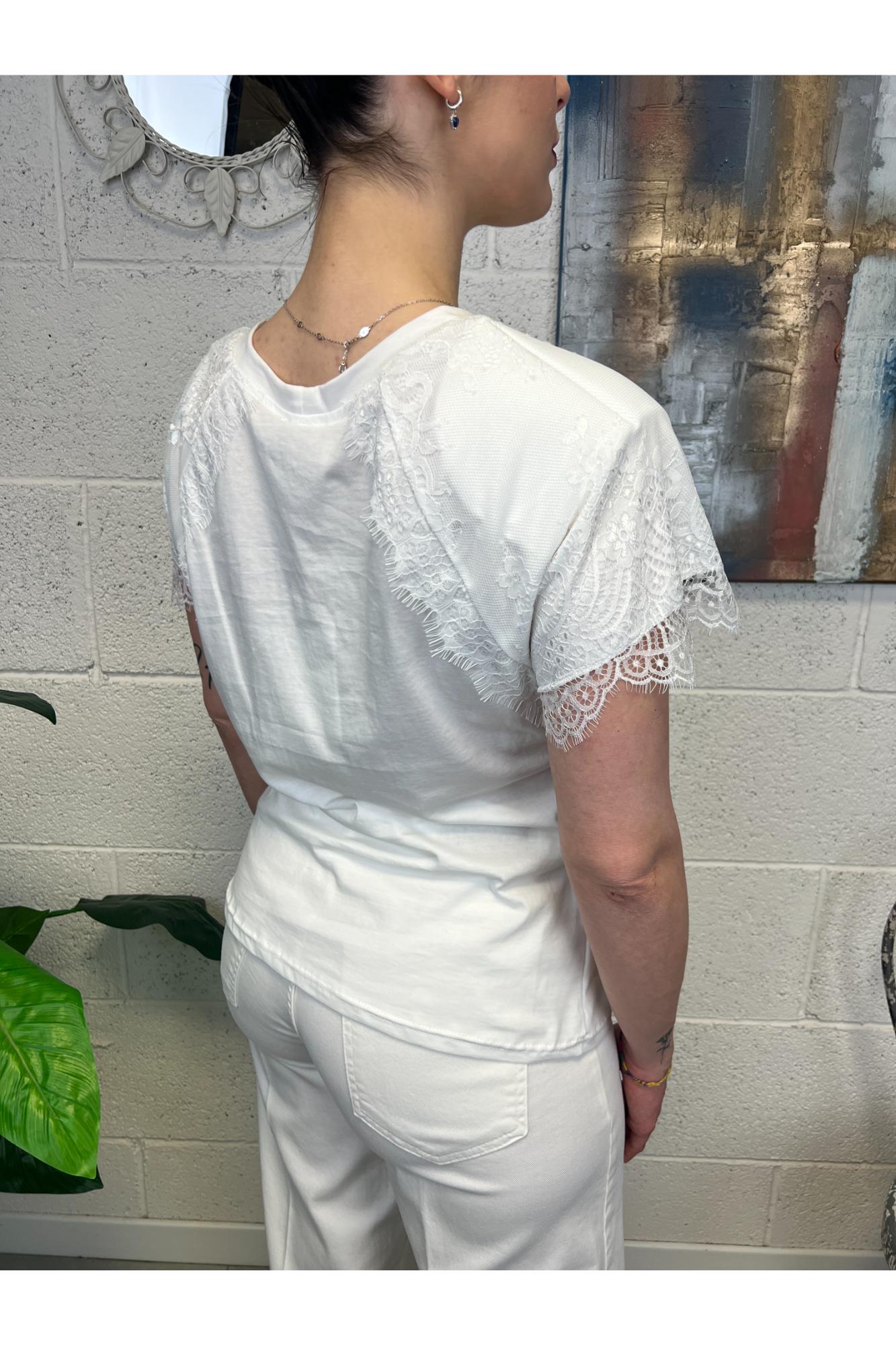 SUSY MIX T- shirt con pizzo Susy mix Bianco