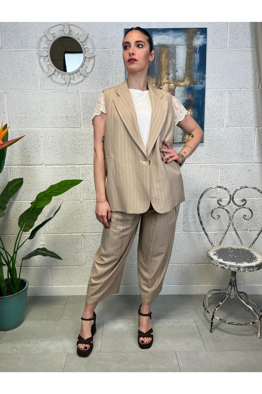 SUSY MIX Gilet gessato Susy mix Beige