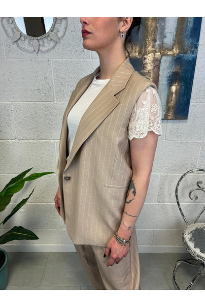 SUSY MIX Gilet gessato Susy mix Beige