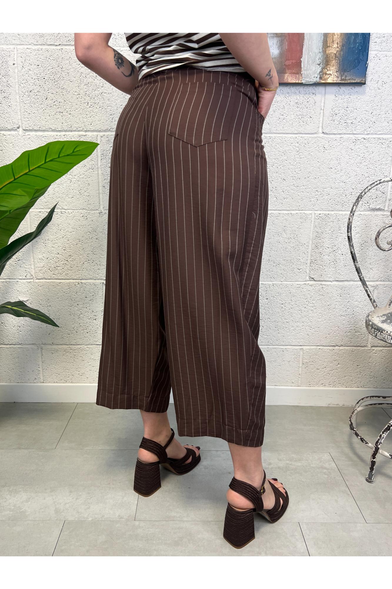 SUSY MIX Pantalone gessato ampio Susy mix Moro