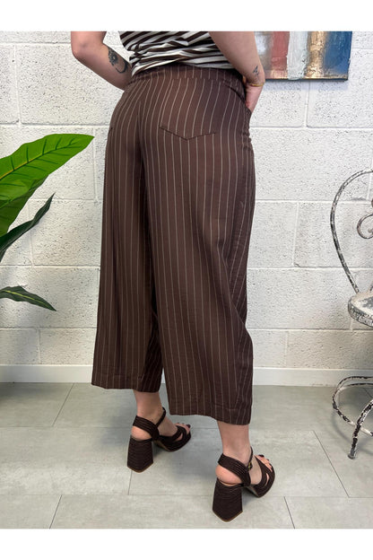 SUSY MIX Pantalone gessato ampio Susy mix Moro