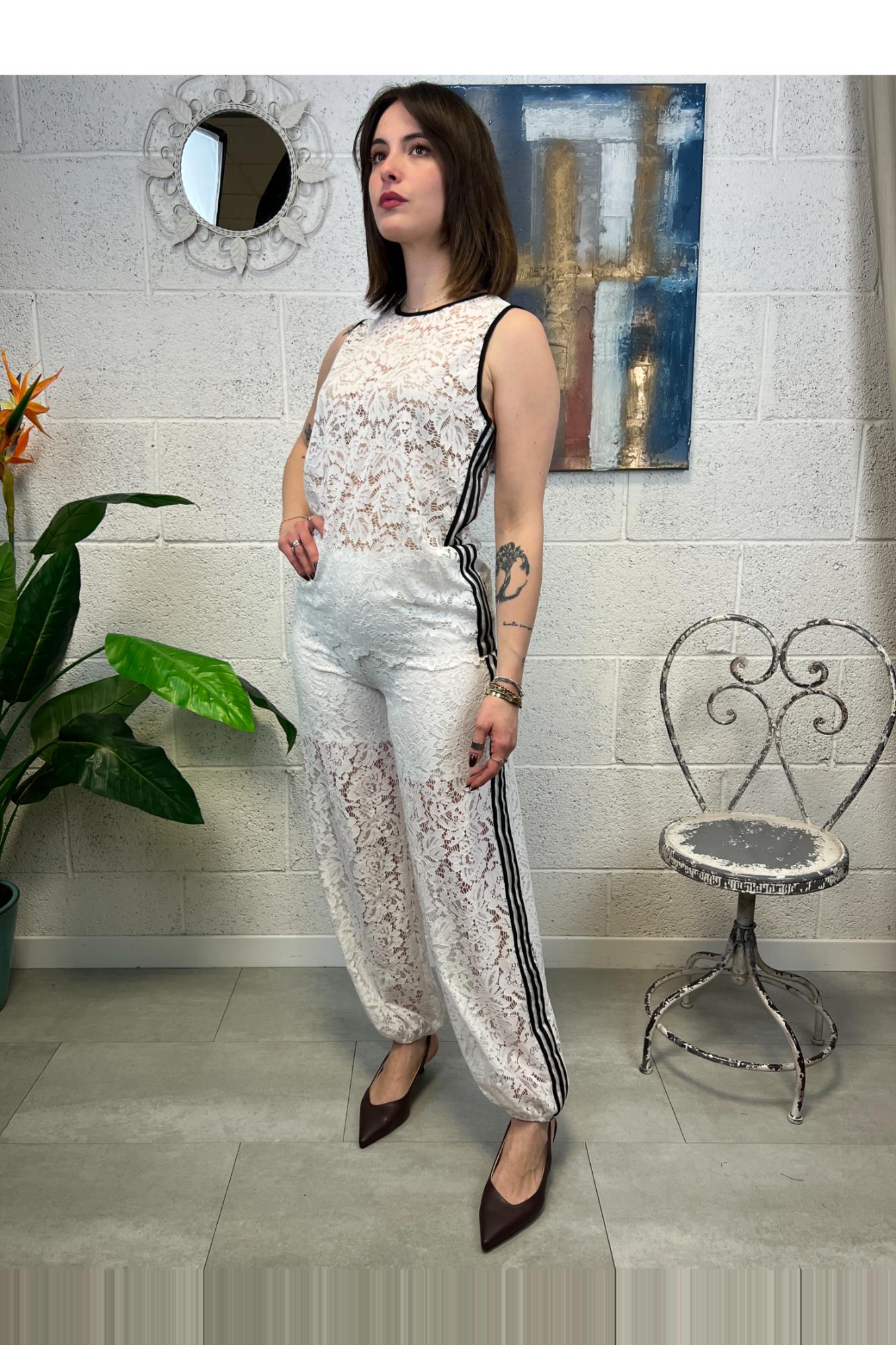 SUSY MIX smanicato di pizzo Bianco